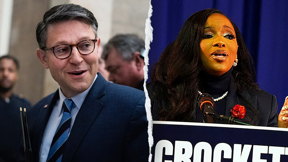 speaker-johnson-laughs-off-jasmine-crockett-senate-bid:-‘absolutely-delighted’-she-is-running