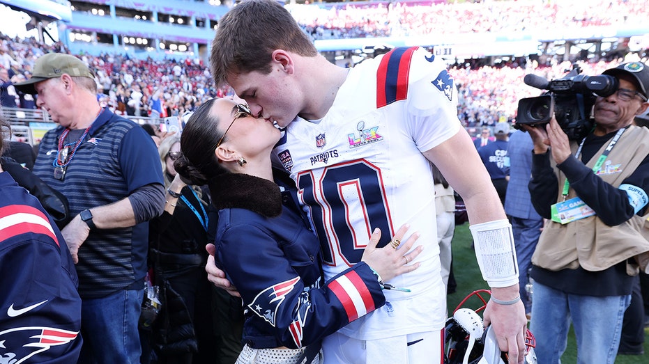patriots’-drake-maye-shares-heartfelt-sideline-moment-with-wife-ann-michael-before-super-bowl-debut