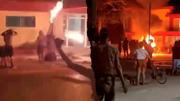 protesters-torch-communist-party-hq-in-cuba;-video-appears-to-capture-gunfire